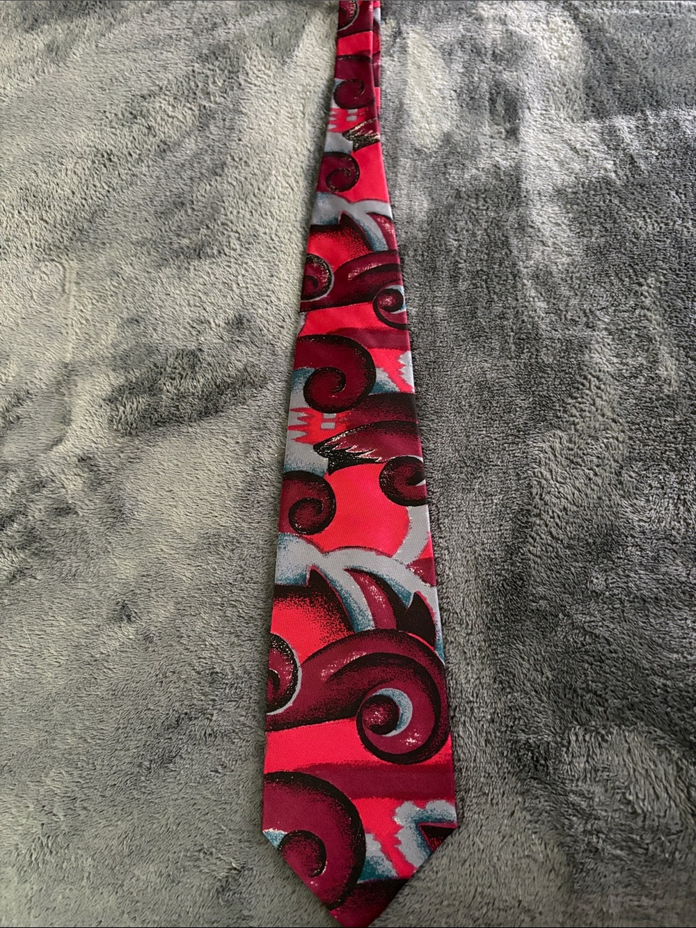 Bold Pink & Gray Swirl Men's Tie